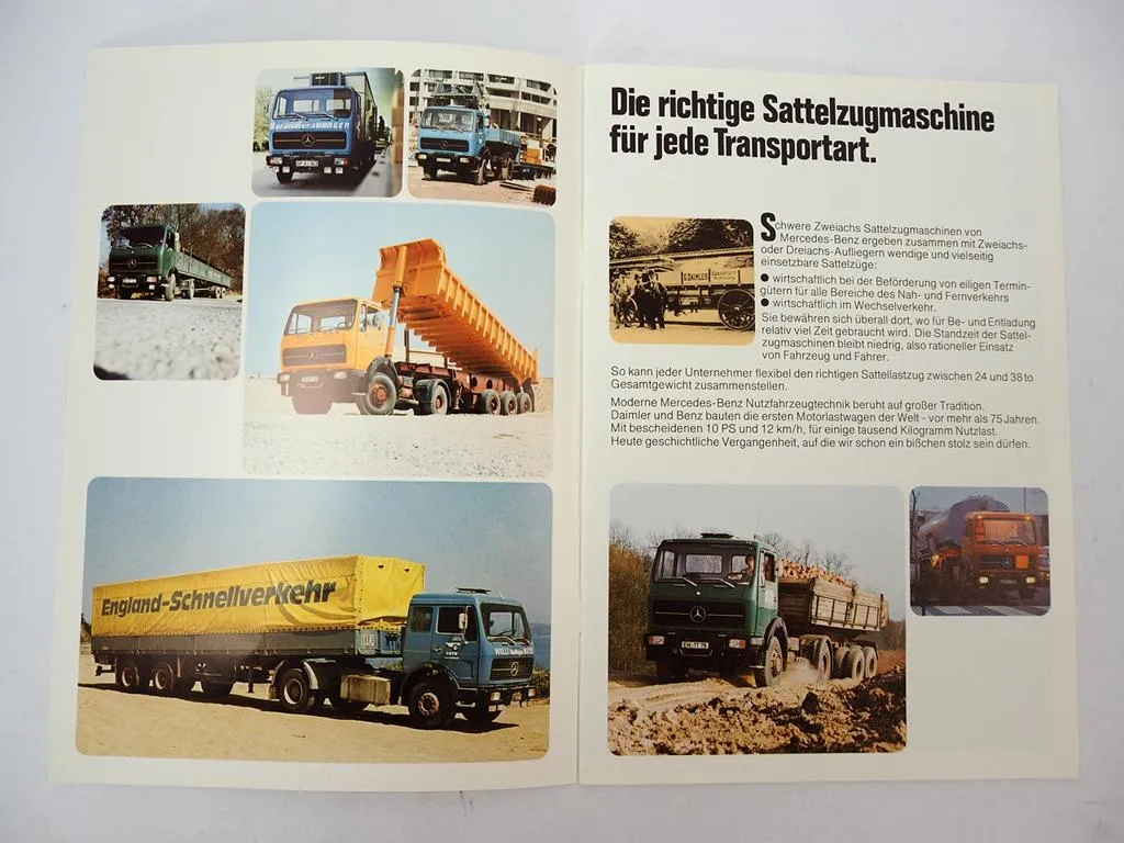 Mercedes Benz 1626 1632 1719 S LKW Zweiachs Sattelzug Prospekt Datenblätter 1977