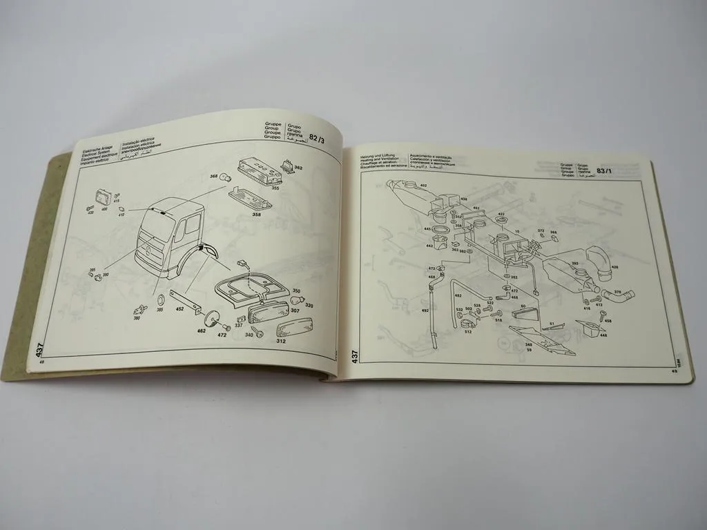 Mercedes Benz 1626 - 1632 LKW 387 Kabine Teile Bildkatalog Ersatzteilliste 1985