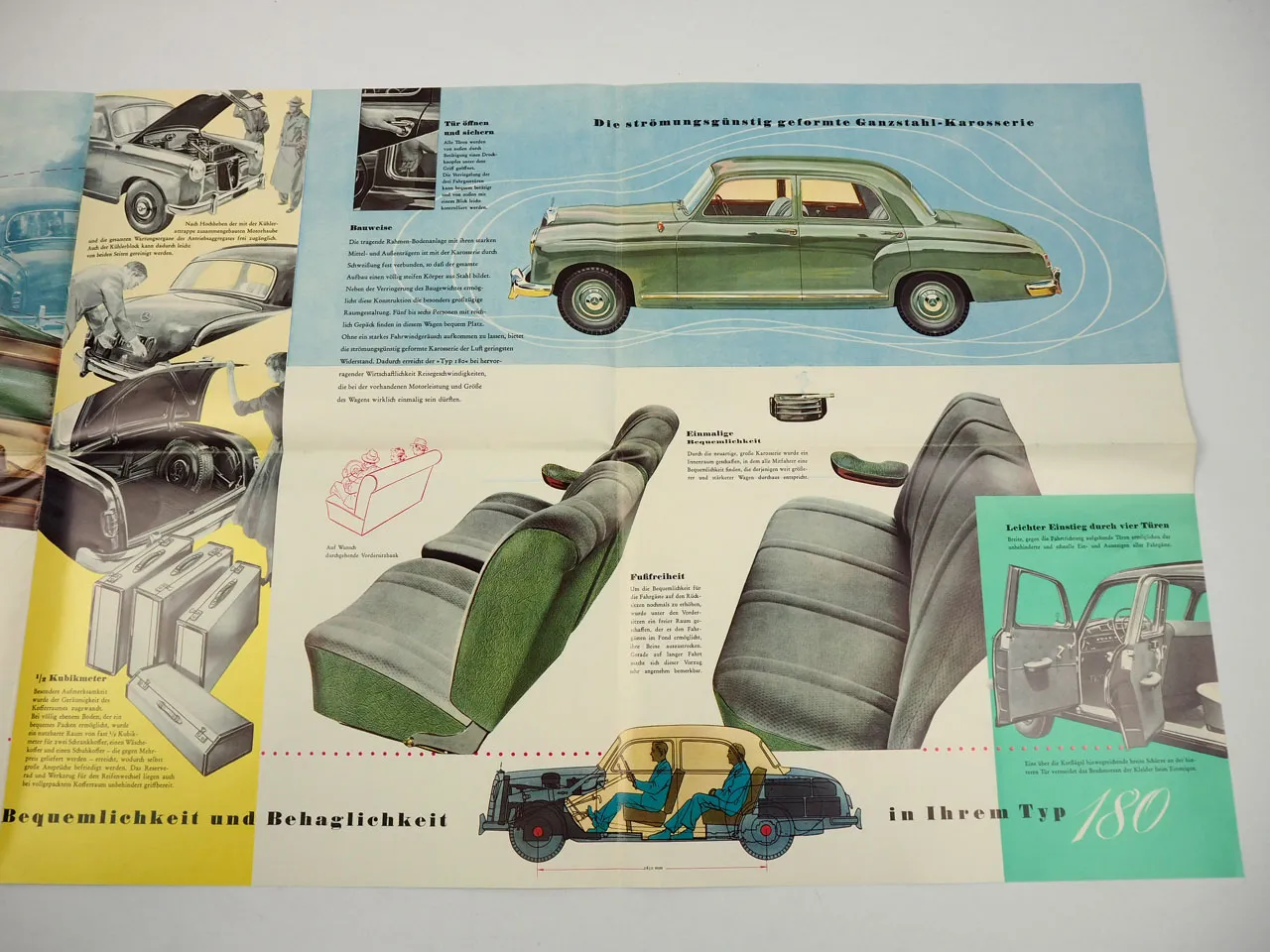 Mercedes Benz 180 W120 Ponton Prospekt Poster 1953