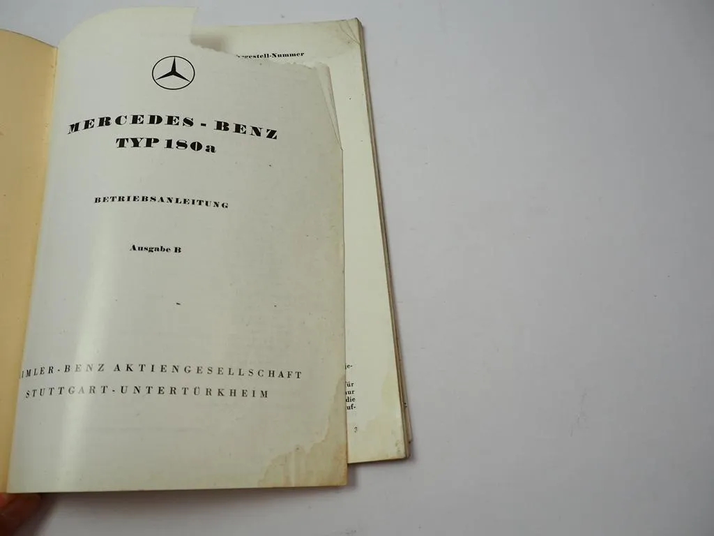 Mercedes Benz 180a Bedienung W120 Ponton Wartung Betriebsanleitung B von 1958