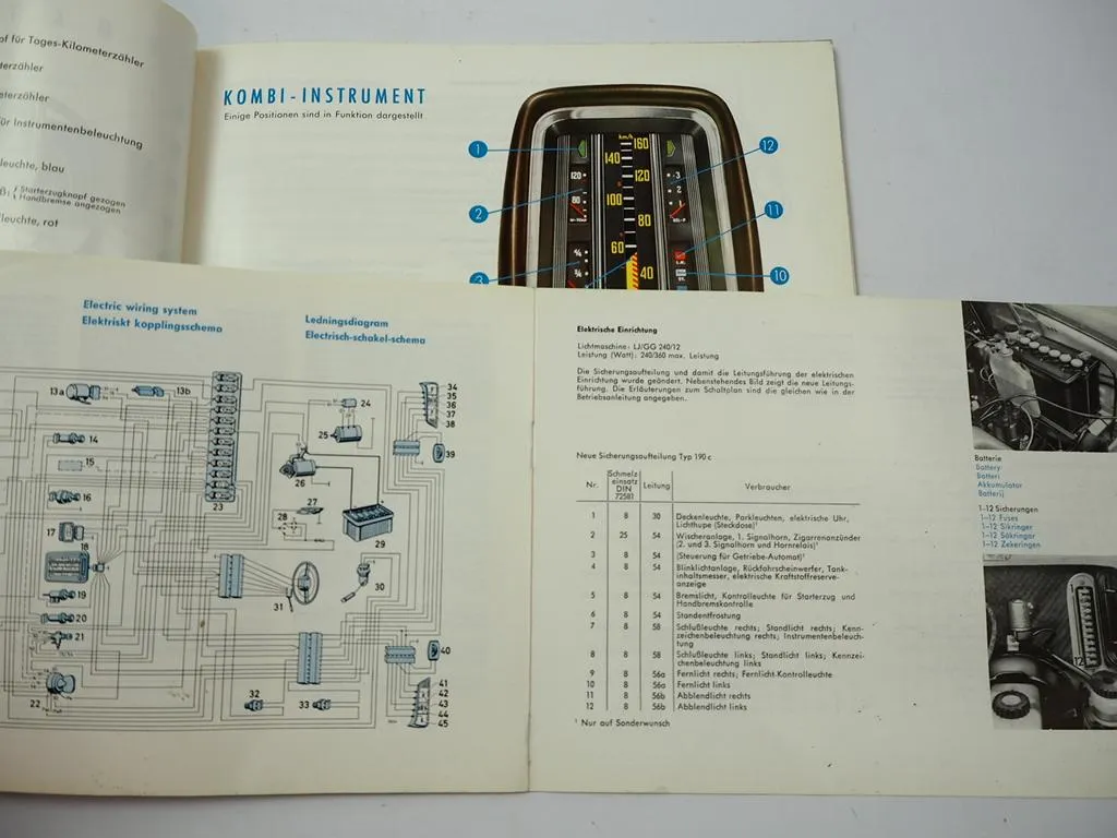 Mercedes Benz 190 c W110 Betriebsanleitung 1963 Wartung Pflege kleine Heckflosse