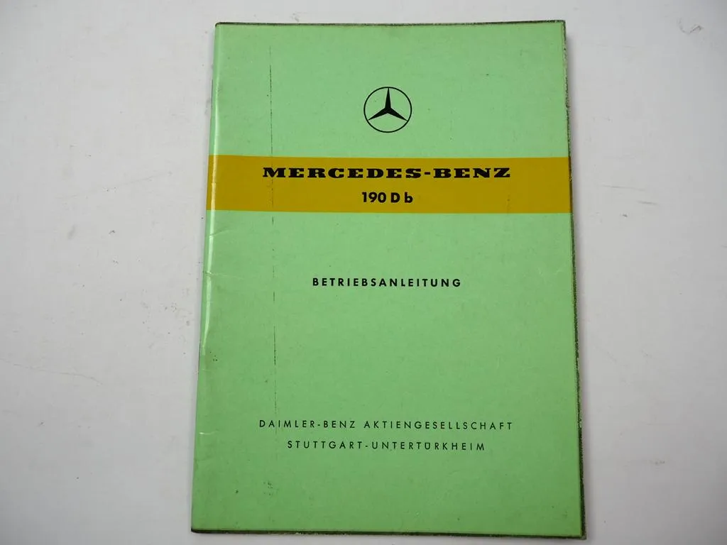 Mercedes Benz 190Db W121 Ponton Betriebsanleitung Bedienung Wartung 1960 Ausgabe B