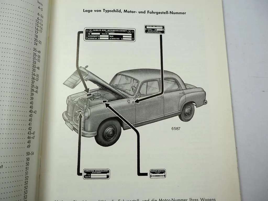 Mercedes Benz 190Db W121 Ponton Betriebsanleitung Bedienung Wartung 1960 Ausgabe B