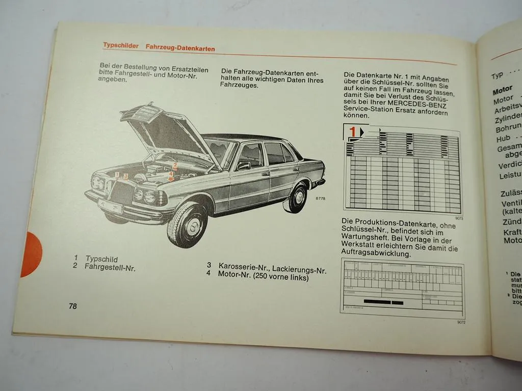 Mercedes Benz 200 230 230C 250 W123 Bedienungsanleitung Betriebsanleitung 1978