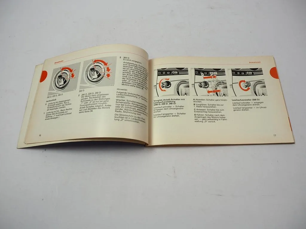 Mercedes Benz 200D 220D 240D 300D W123D Betriebsanleitung Bedienungsanleitung