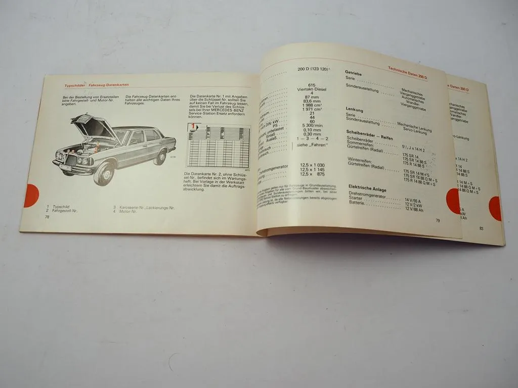 Mercedes Benz 200D 240D 300D W123D Bedienungsanleitung Betriebsanleitung 1979