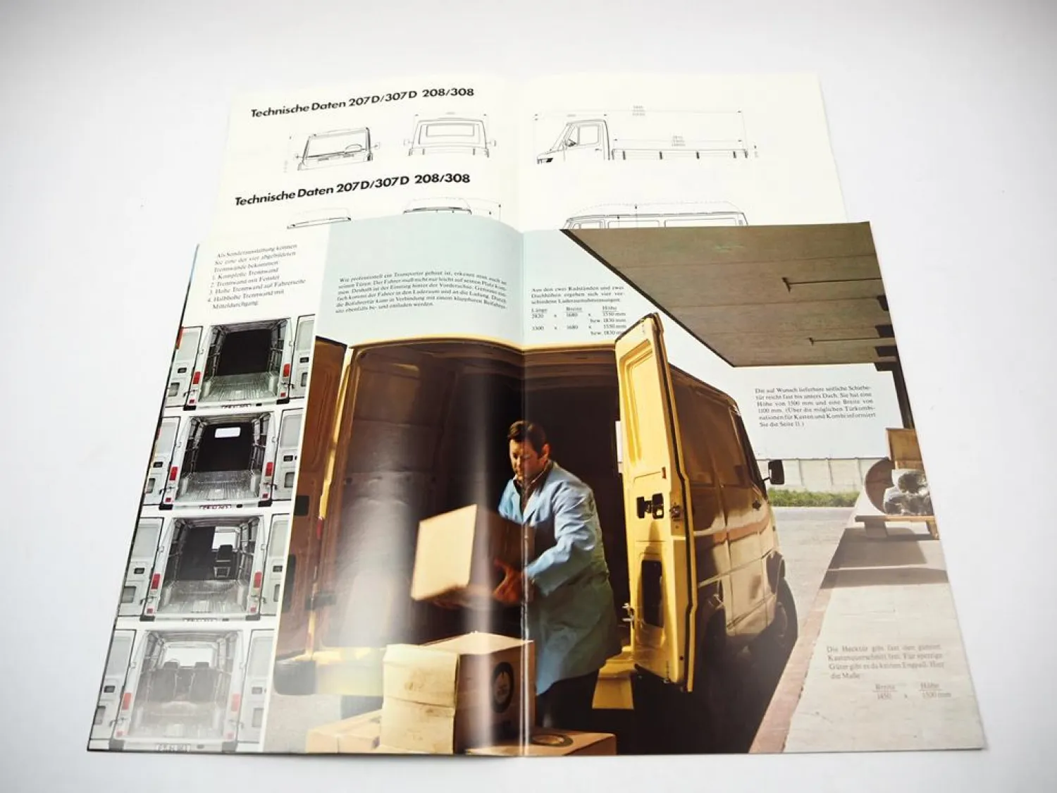 Mercedes Benz 207 607 D 208 308 Transporter Pritsche Kasten Kombi Prospekt 04/77