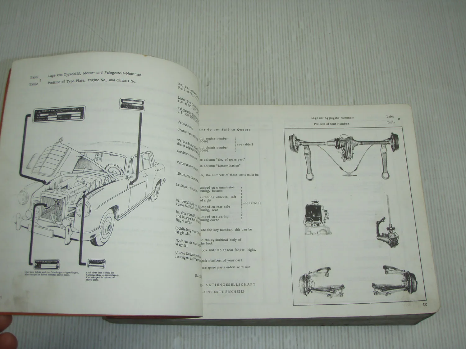 Mercedes Benz 220 SE W128 Limousine Coupe Cabriolet Ersatzteilliste Parts List