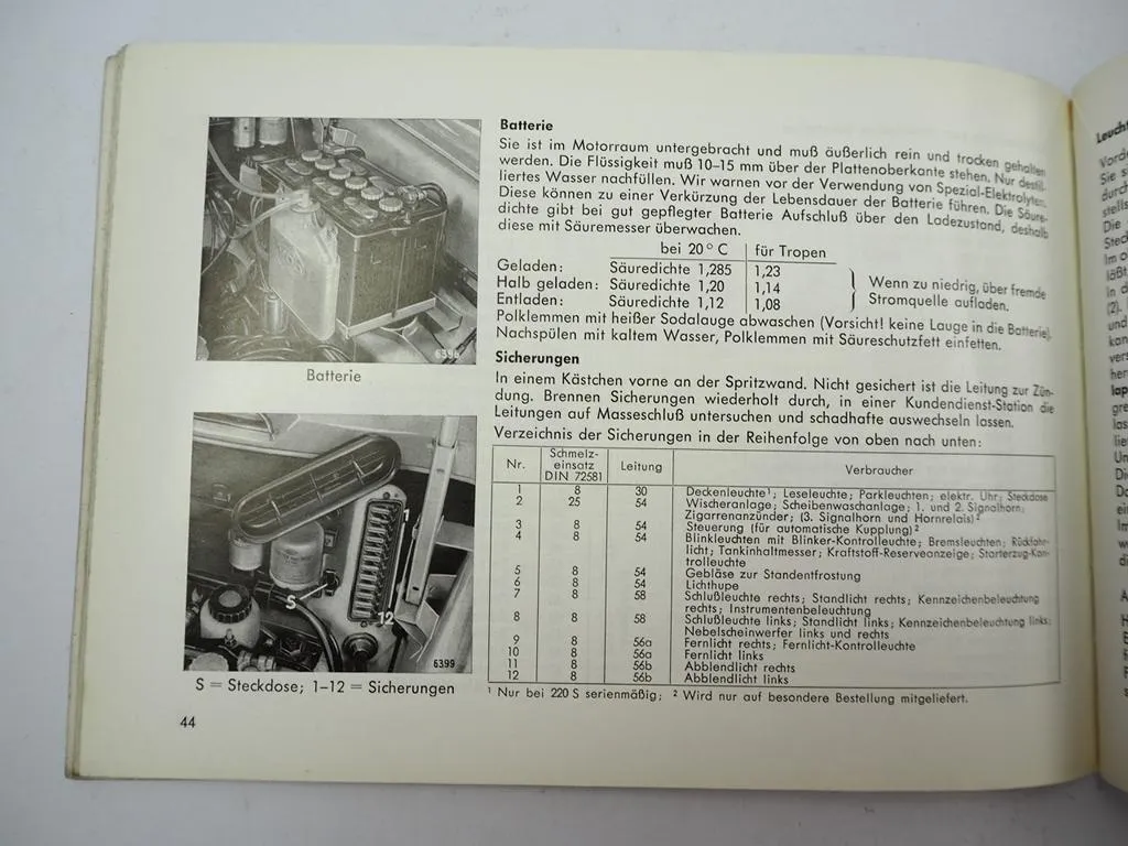 Mercedes Benz 220b 220Sb W111 Heckflosse Bedienung Pflege Betriebsanleitung 1960