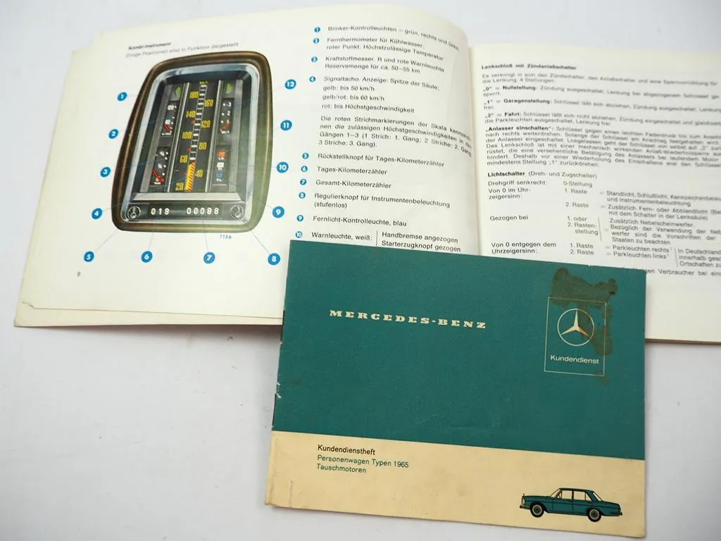 Mercedes Benz 230 W110 Motor M180 Betriebsanleitung Bedienungsanleitung 1965