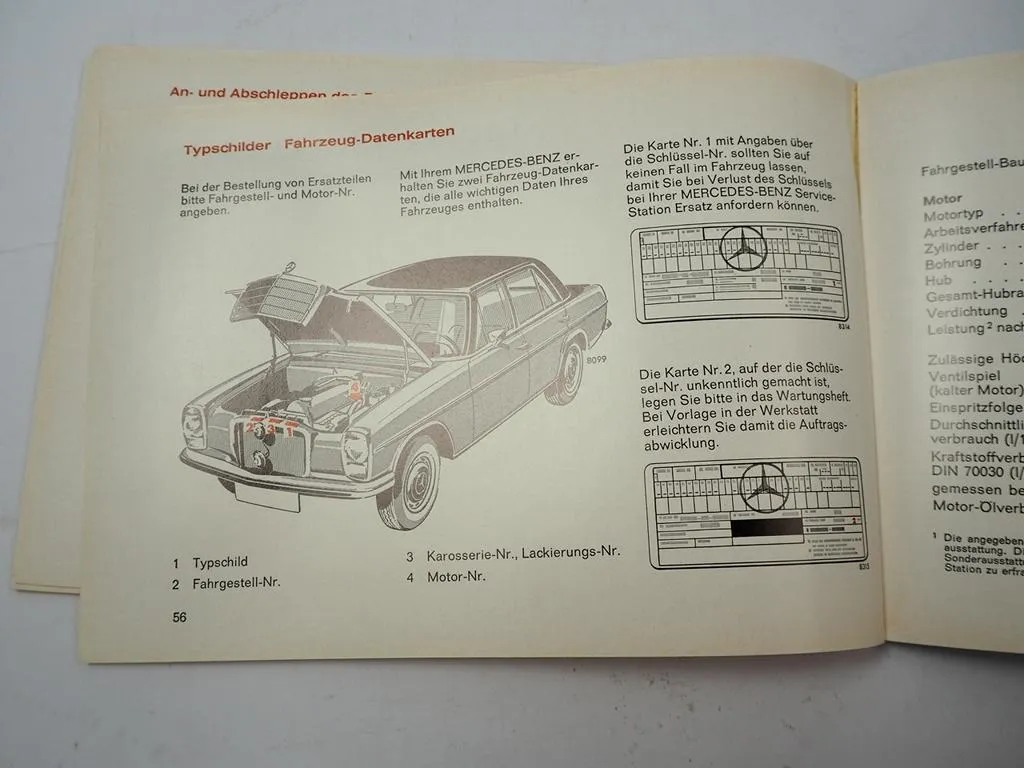 Mercedes Benz 230.4 230/4 W115 Wartungsheft Inspektion 1974 -84 mit Eintragungen