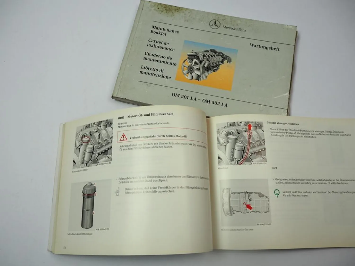 Mercedes Benz Actros OM 501 502 LA LKW Motor Betriebsanleitung 1997 Wartungsheft