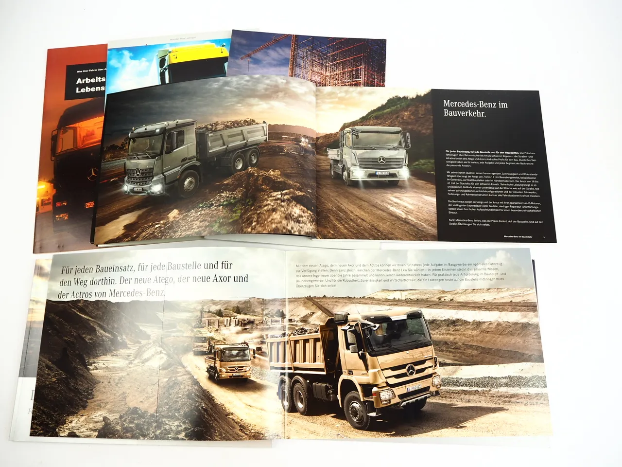 Mercedes Benz Atego Axor Actros LKW im Bauverkehr Fernverkehr 7x Prospekt