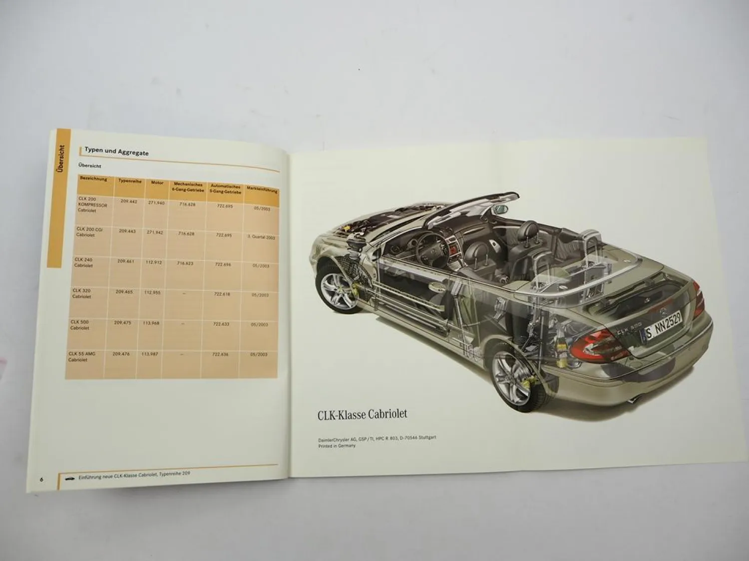 Mercedes Benz CLK-Klasse C209 Cabriolet Einführungsschrift für den Service 2003