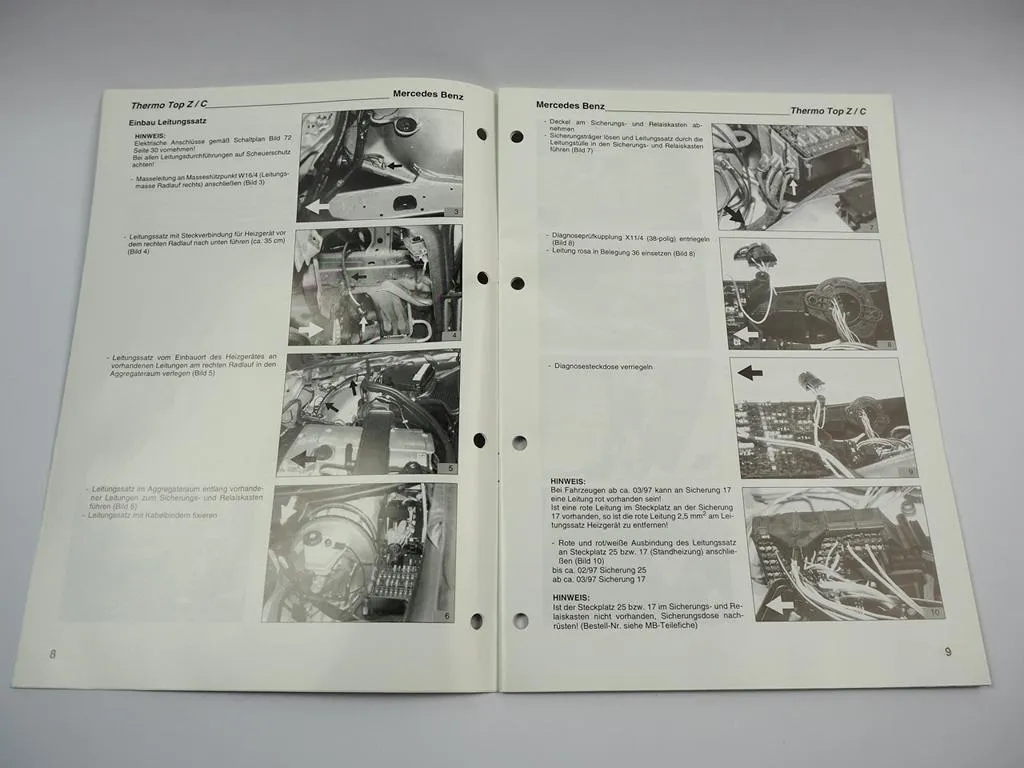 Mercedes Benz E-Klasse W210 Einbauanleitung Webasto Thermo Top Z/C-B/D Heizung