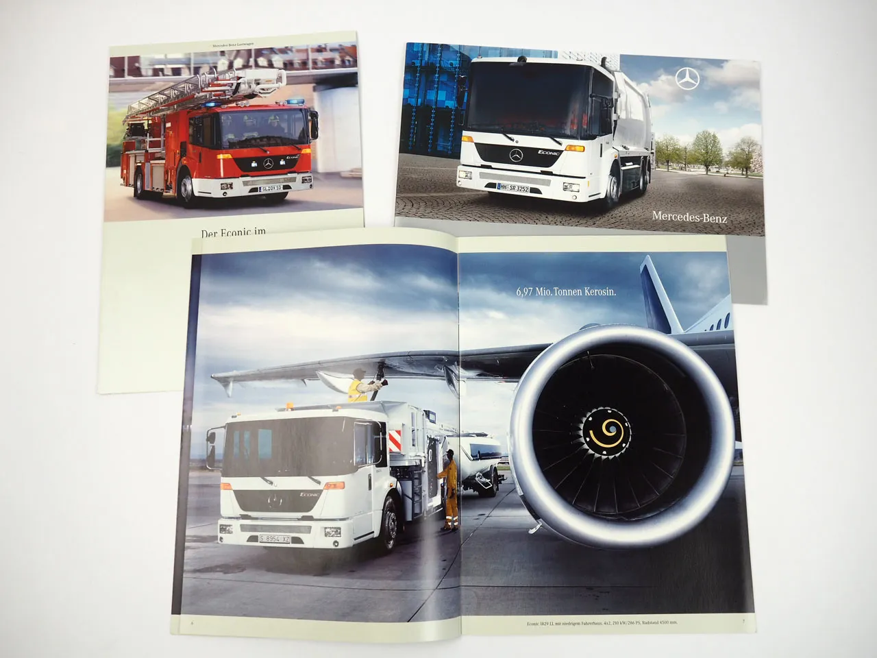 Mercedes Benz Econic LKW Feuerwehr Kommunal Sammel Verteilerverkehr 3x Prospekt