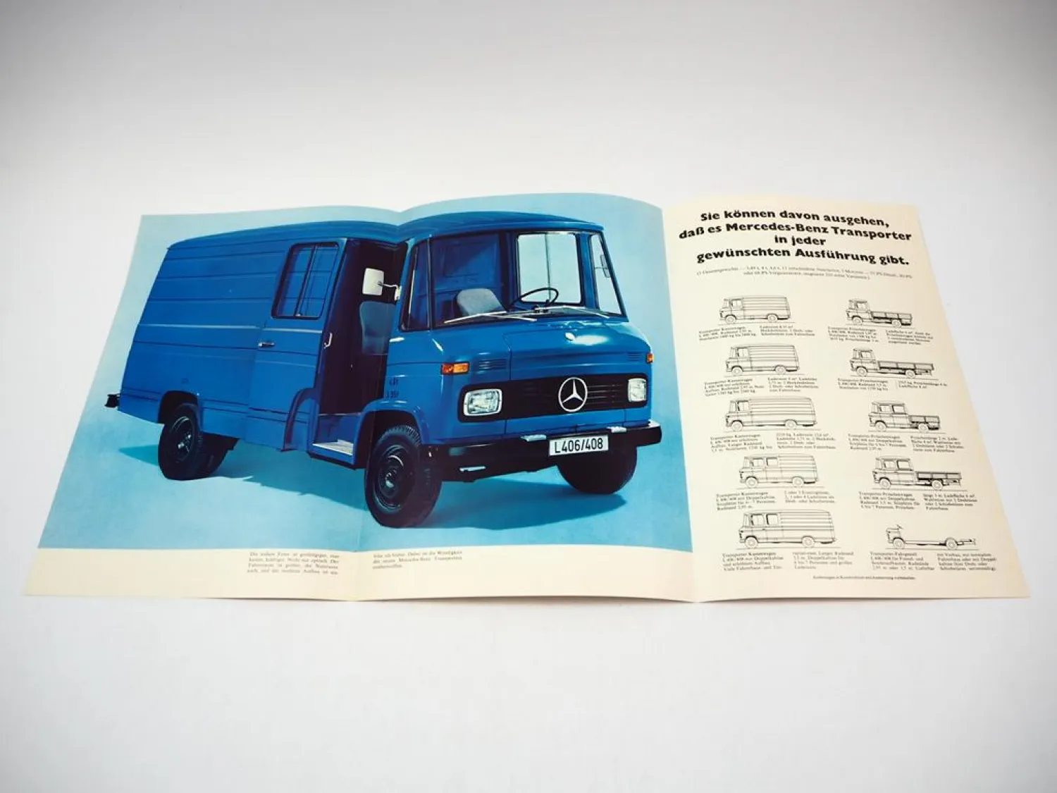 Mercedes Benz L 406 408 Transporter Pritschen- und Kastenwagen Prospekt 60er J.