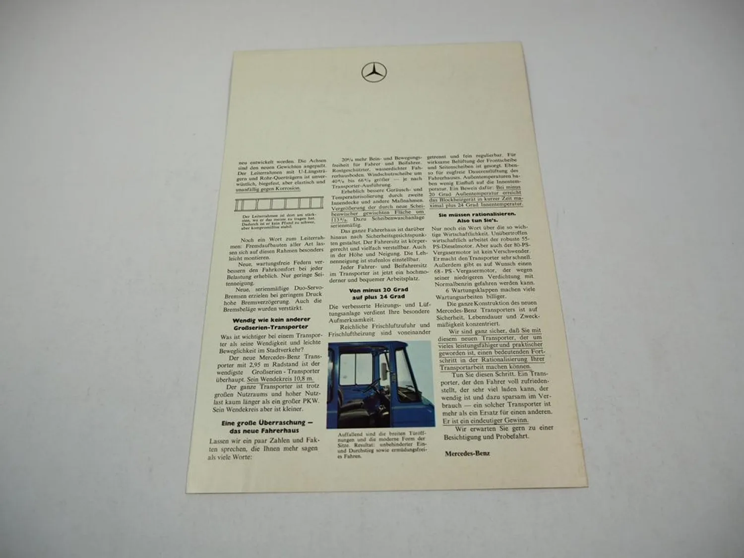 Mercedes Benz L 406 408 Transporter Pritschen- und Kastenwagen Prospekt 60er J.