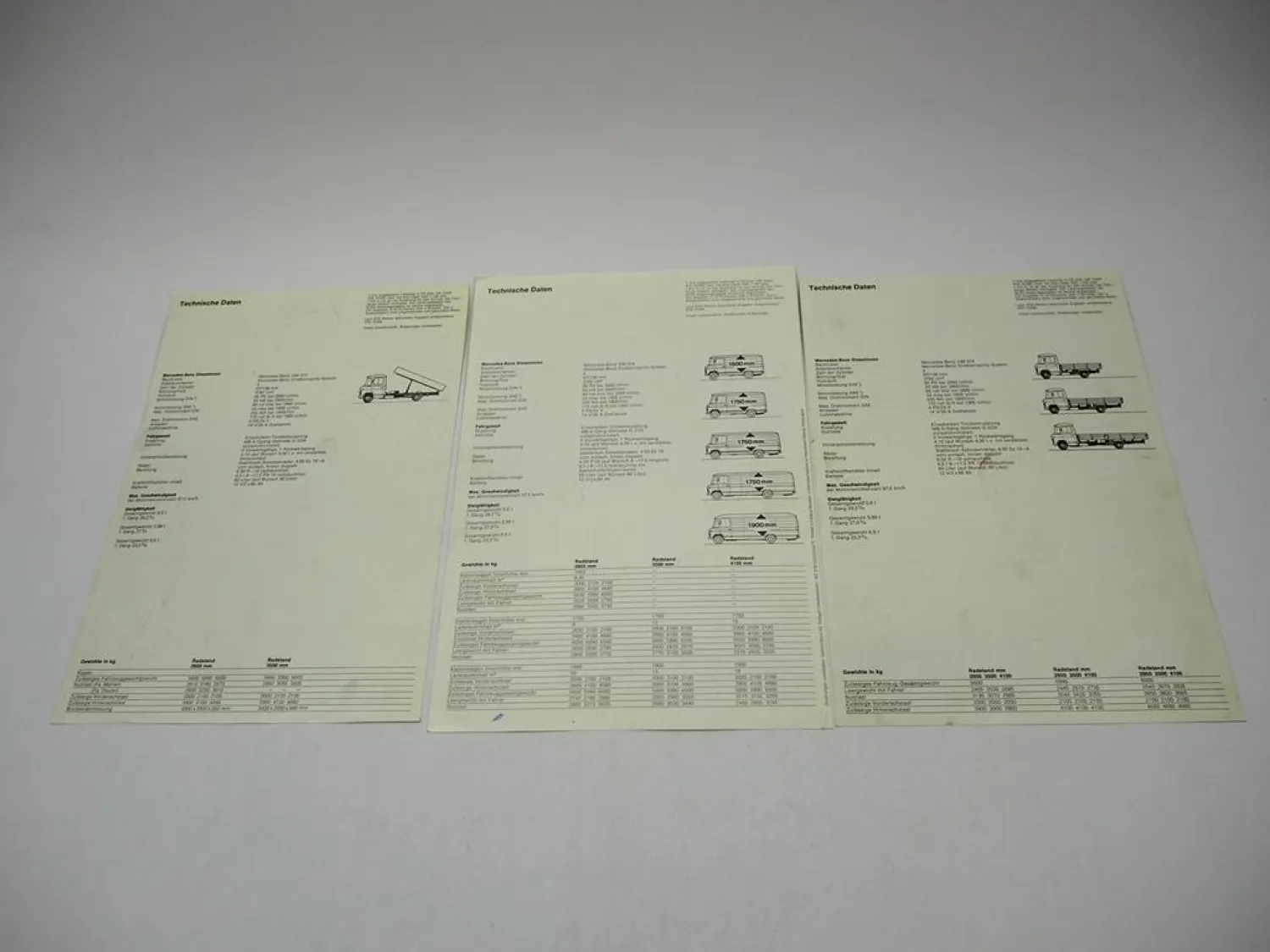 Mercedes Benz L 608 D Pritschen- u. Kastenwagen Kipper Technische Daten 04/1975