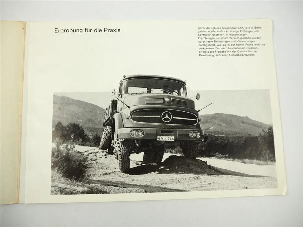 Mercedes Benz LAK1518 Allradkipper 180 PS 14,8t mit O&K Bagger Prospekt 1965