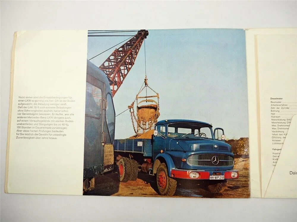 Mercedes Benz LAK1518 Allradkipper 180 PS 14,8t mit O&K Bagger Prospekt 1965