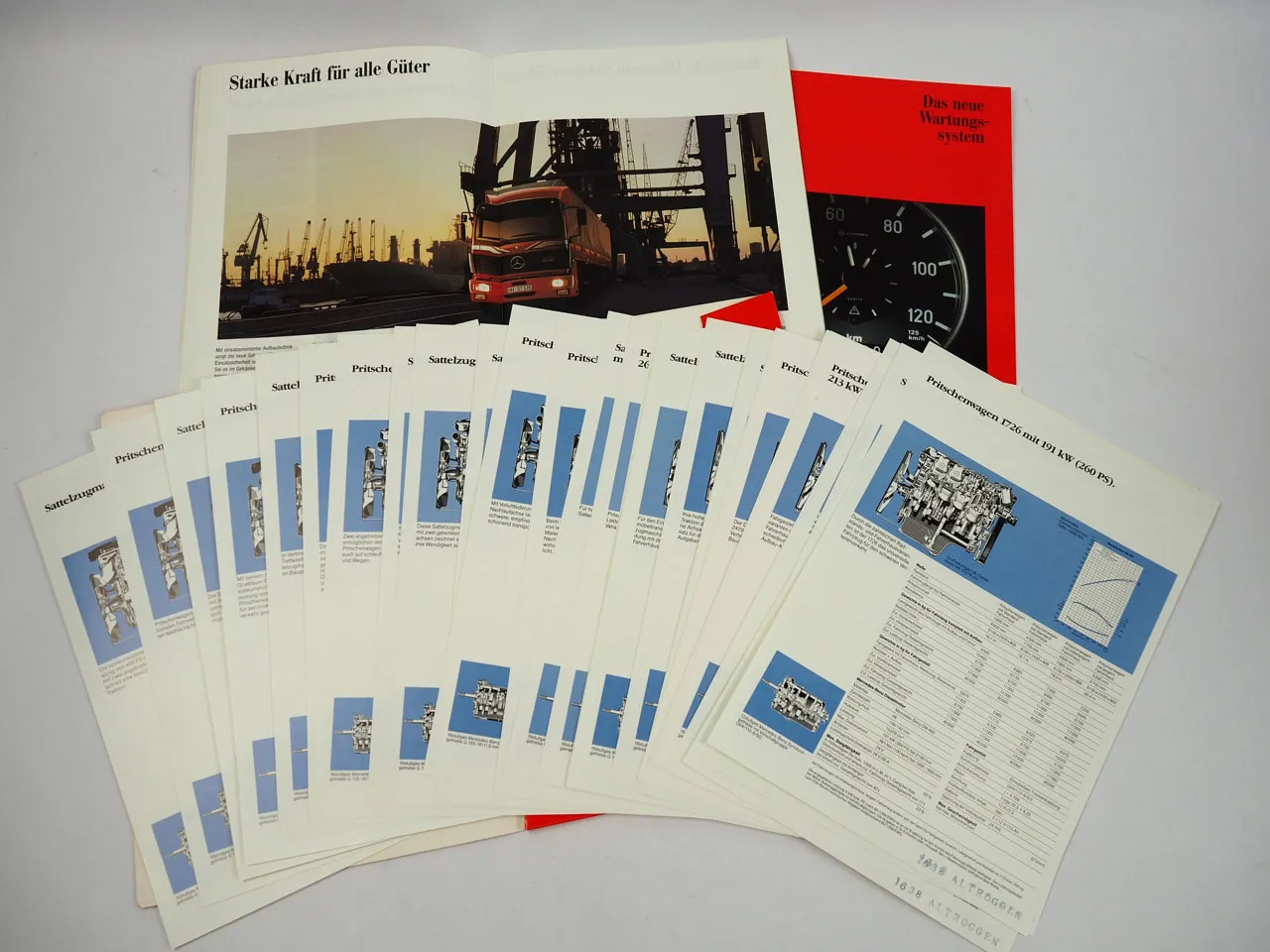 Mercedes Benz LKW 3x Prospekt 30x Technische Daten 1988/89