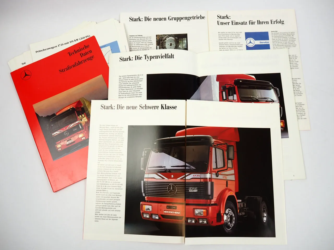 Mercedes Benz LKW 3x Prospekt 30x Technische Daten 1988/89