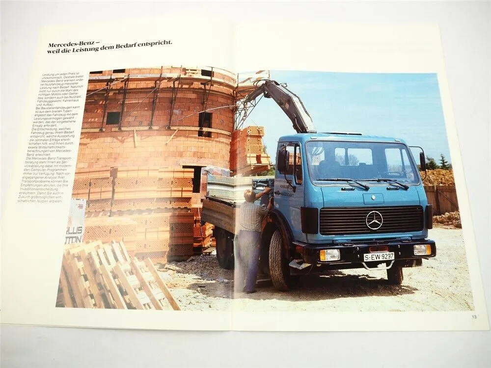 Mercedes Benz LKW Baustellenfahrzeuge 10t bis 16t 130PS bis 216PS Prospekt 1984