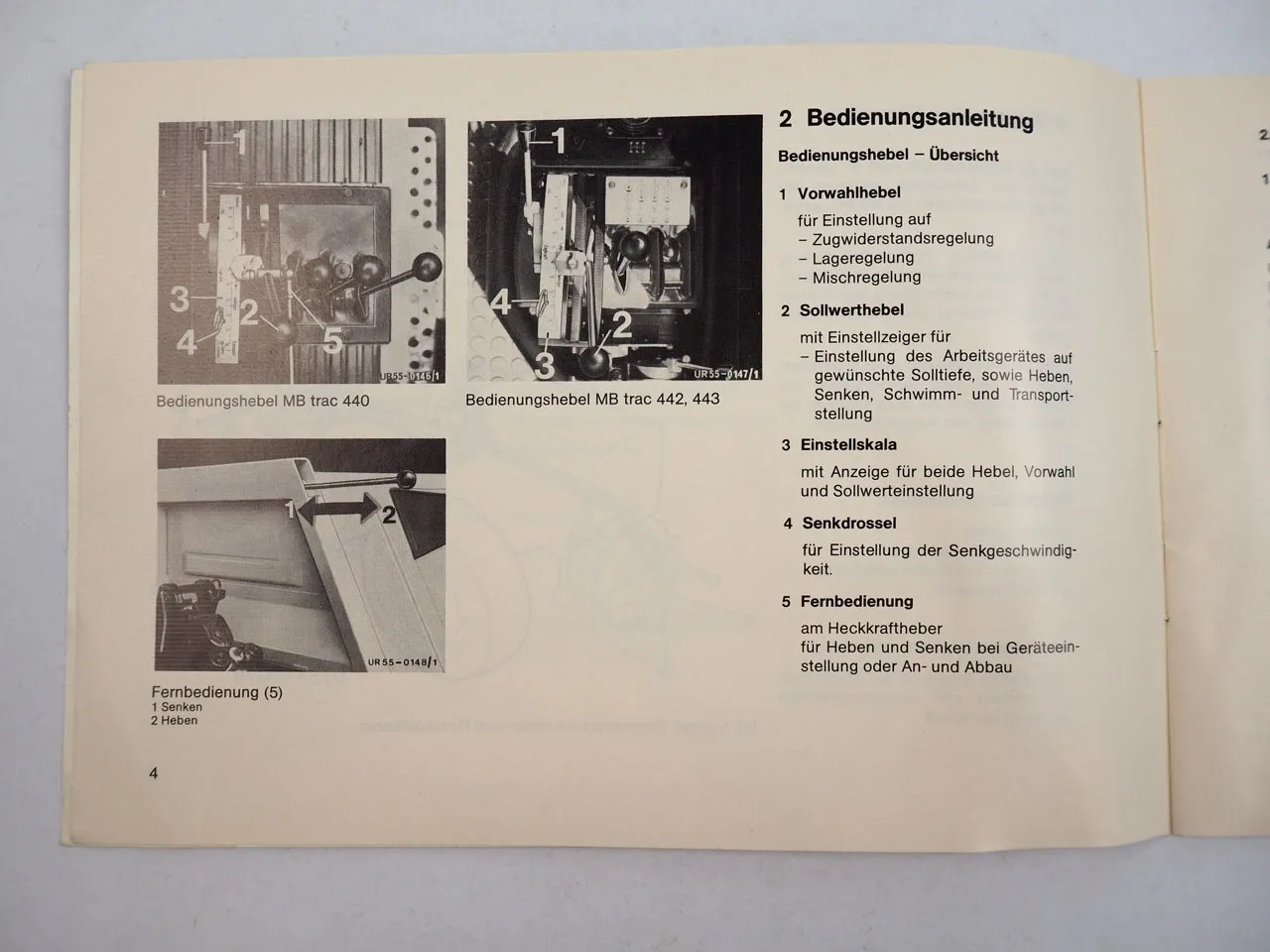Mercedes Benz MB trac 440 442 443 Regelhydraulik Betriebsanleitung 1981