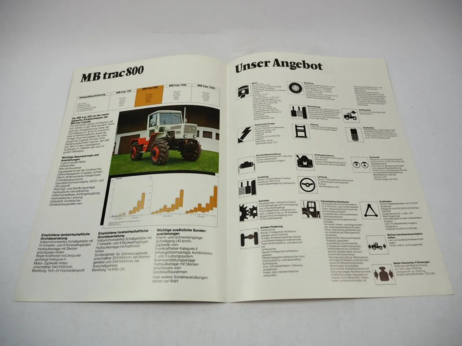 Mercedes Benz MB trac 700 - 1300 Allradschlepper Prospekt Techn. Daten 03/1979