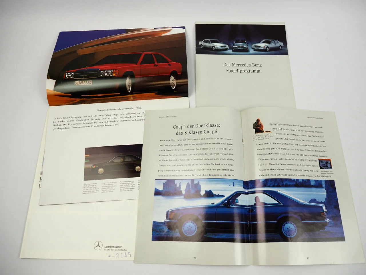 Mercedes Benz Modellprogramm PKW C E S SL G Klasse 4x Prospekt 1986/93