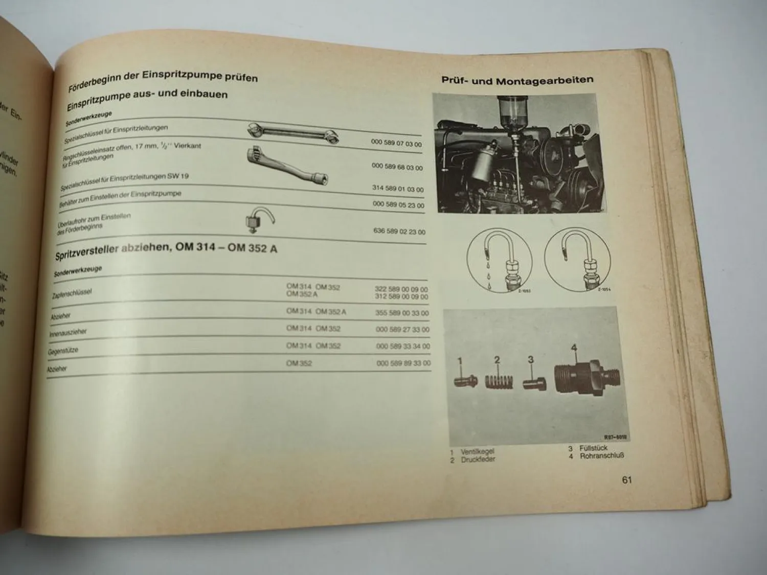 Mercedes Benz OM 314 346 352 355 360 Industriemotor Betriebsanleitung 1986