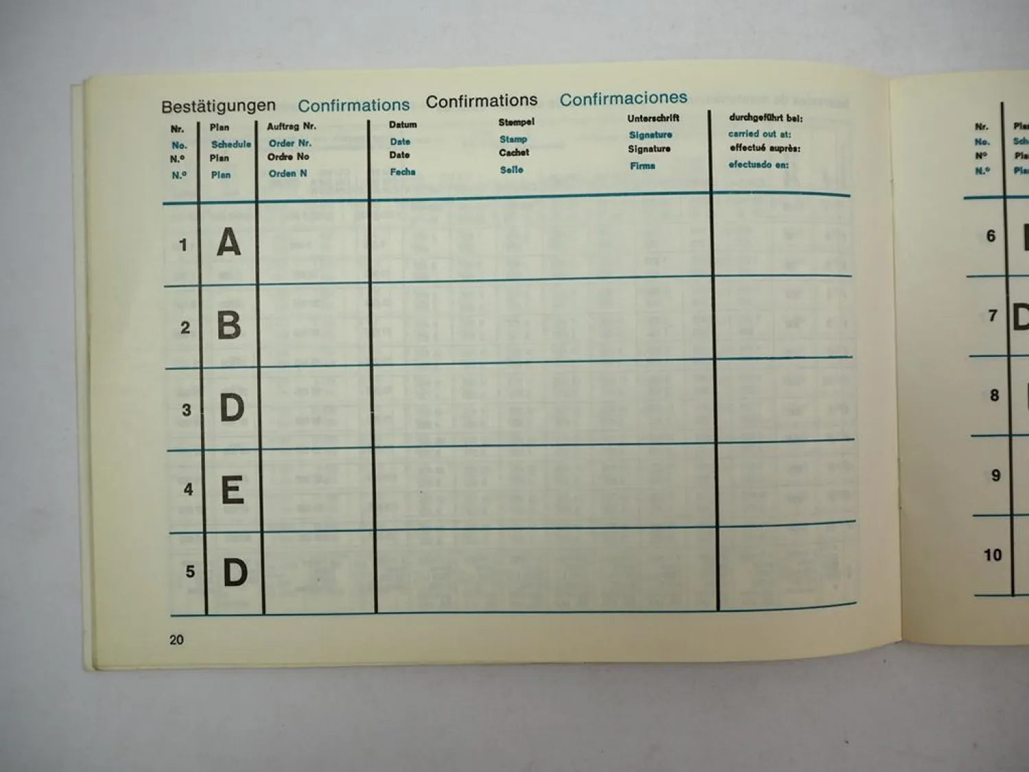 Mercedes Benz OM 314 352 360 346 355 A h Industriemotor Wartungsheft blanko 1975