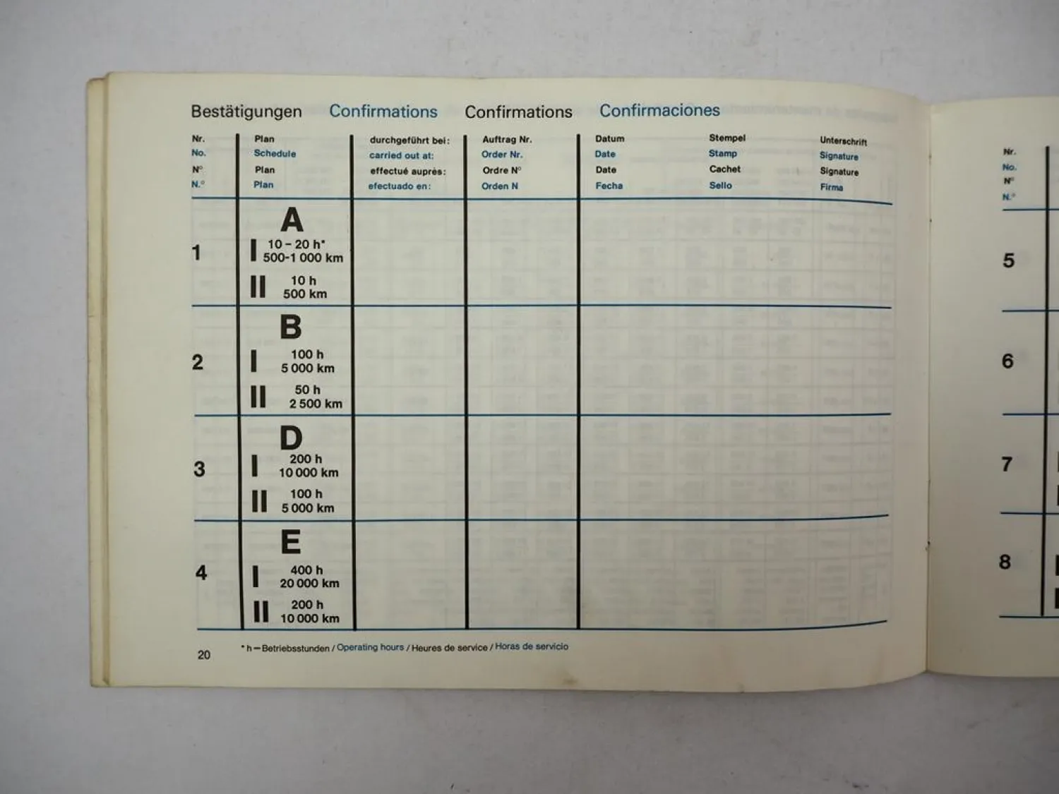 Mercedes Benz OM 314 352 360 346 355 A h Industriemotor Wartungsheft blanko 1979