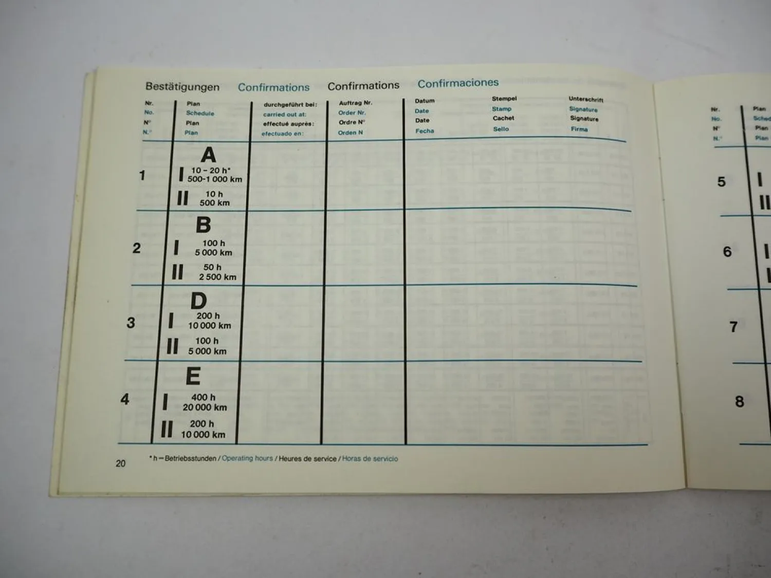 Mercedes Benz OM 314 352 360 346 355 A h Industriemotor Wartungsheft blanko 1979