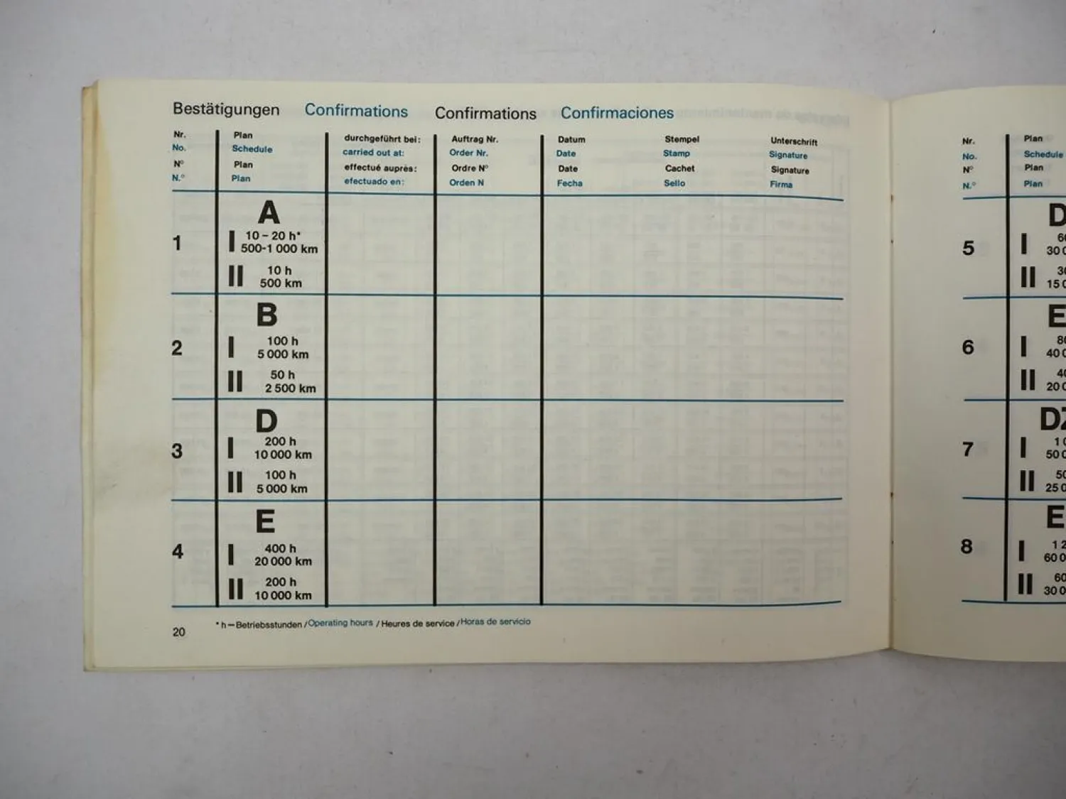 Mercedes Benz OM 314 352 360 346 355 A h Industriemotor Wartungsheft blanko 1981