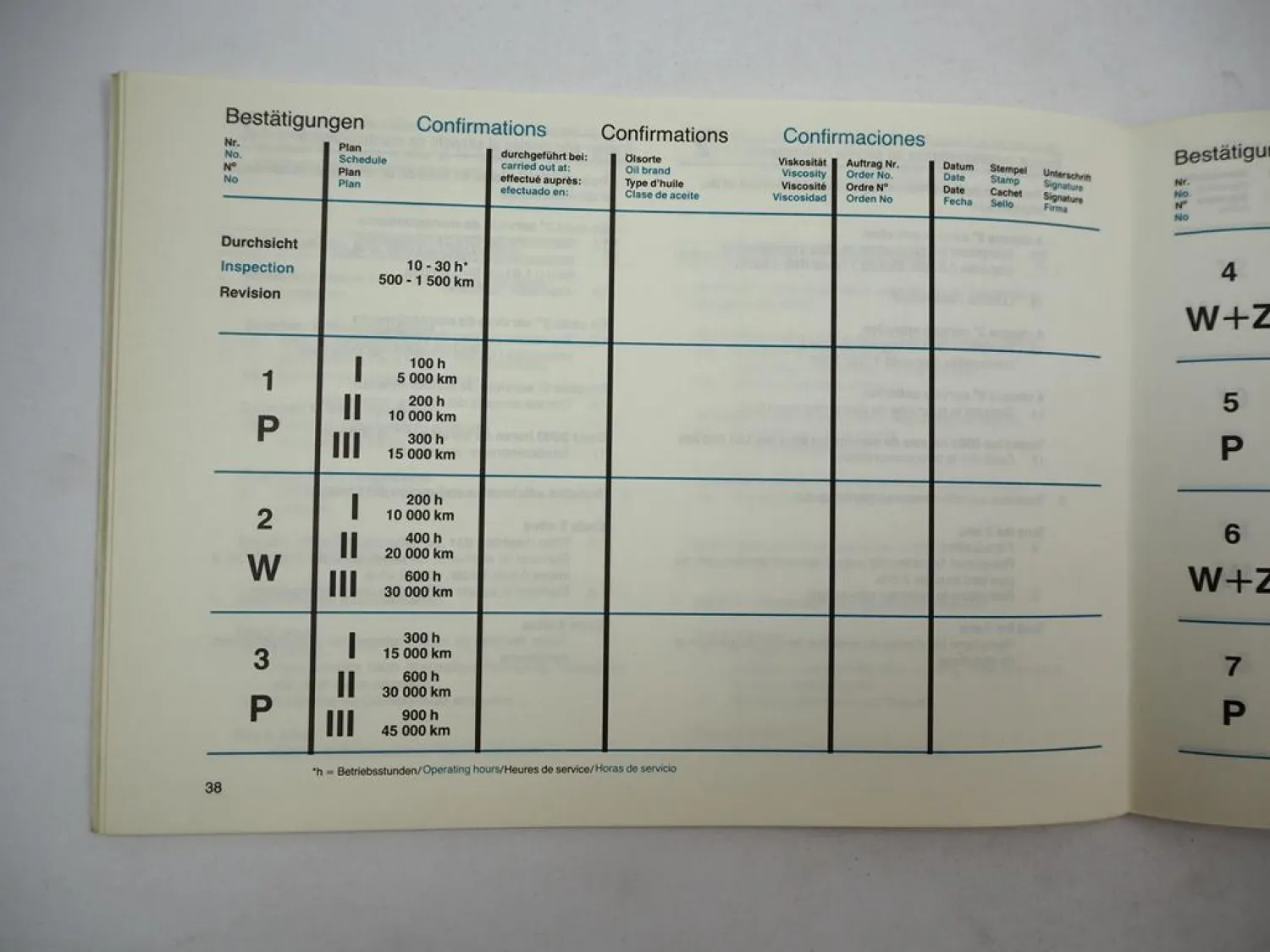 Mercedes Benz OM 314 352 360 346 355 A h Industriemotor Wartungsheft blanko 1983