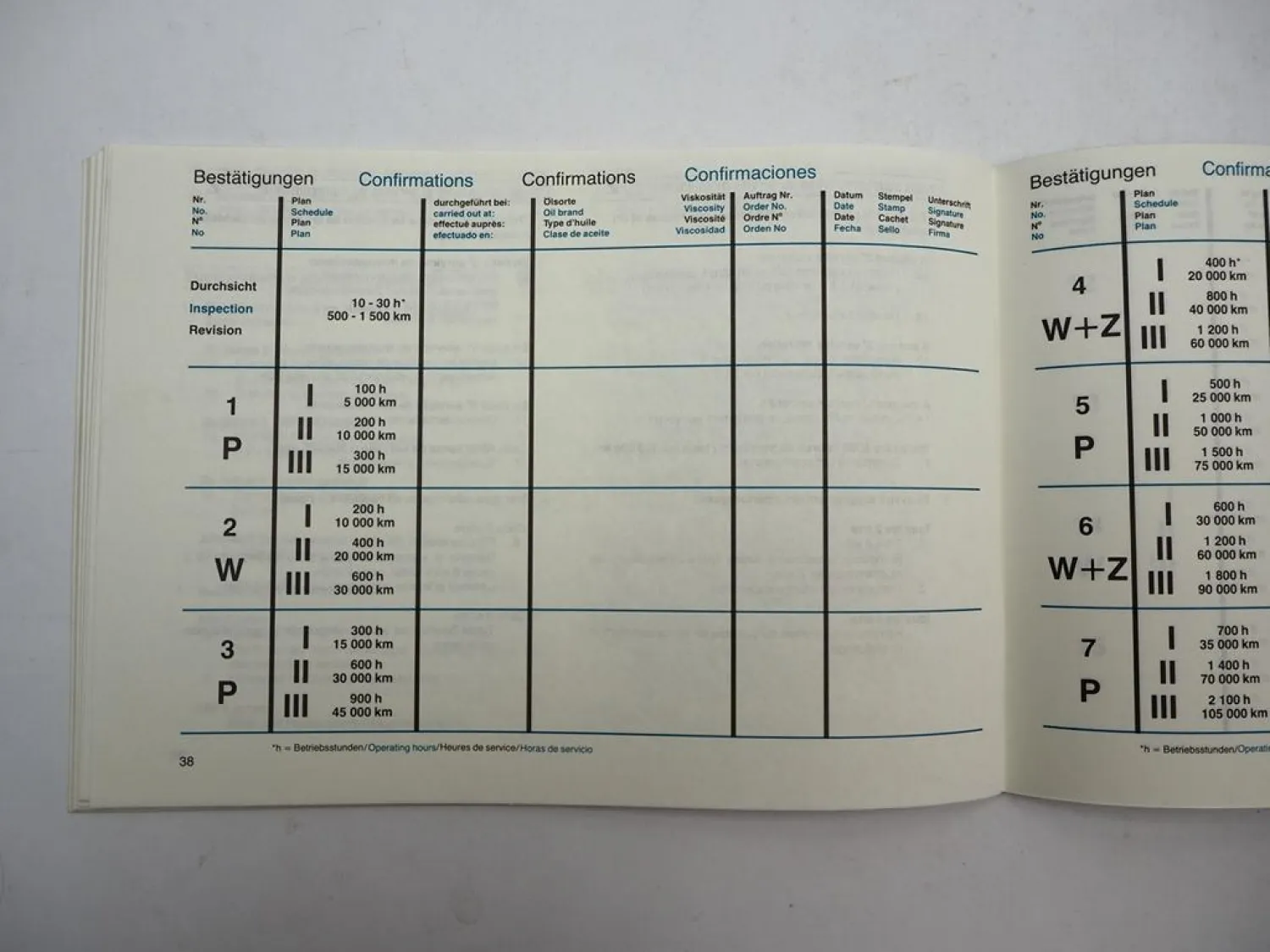Mercedes Benz OM 314 352 360 346 355 A h Industriemotor Wartungsheft blanko 1985