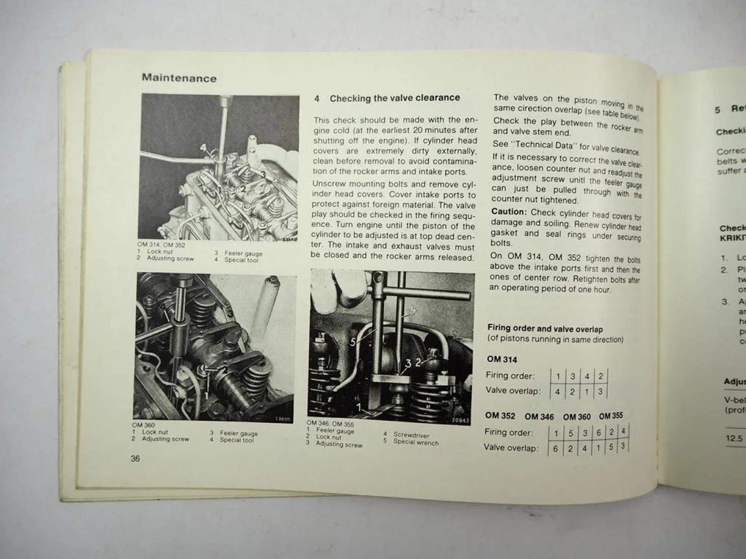 Mercedes Benz OM 314 352 360 346 355 h A Engine Operating Instructions 1983