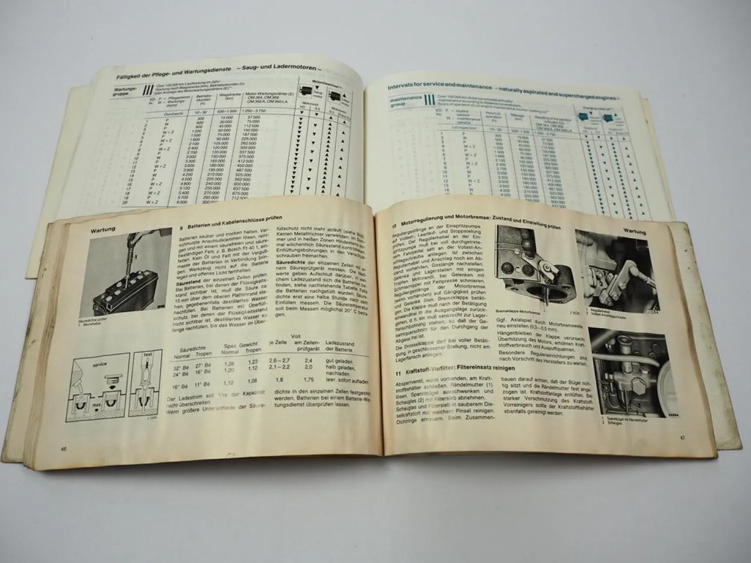 Mercedes Benz OM 364 366 A LA Industriemotor Betriebsanleitung Wartungsheft 1987