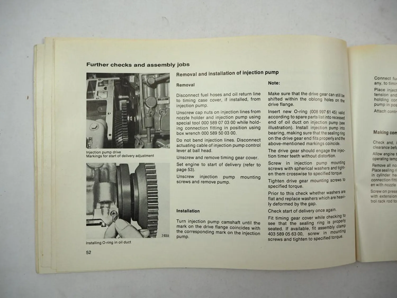 Mercedes Benz OM 401 402 403 404 Engine Operating Instructions 1979