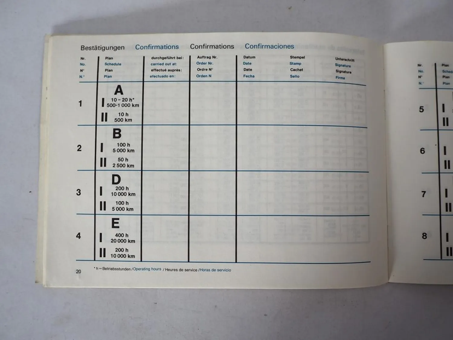Mercedes Benz OM 401 402 403 404 Industriemotor Wartungsheft blanko 1980