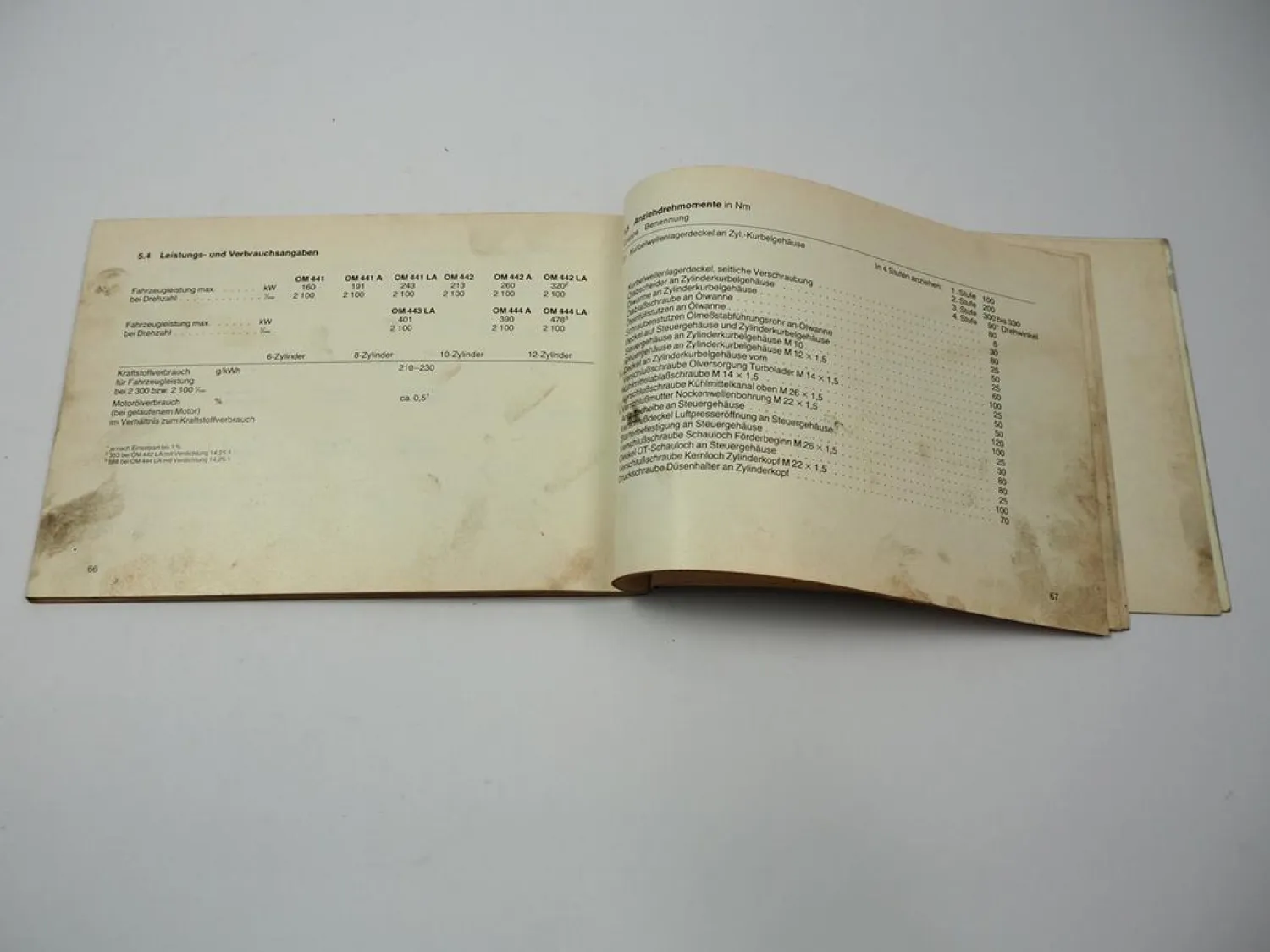 Mercedes Benz OM 441 442 443 444 A LA Betriebsanleitung Wartung 1988