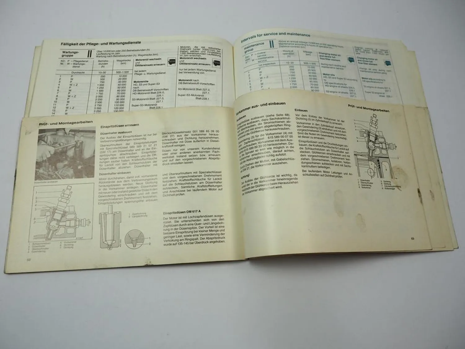 Mercedes Benz OM 616 617 617A Motor Betriebsanleitung 1987 mit Wartungsheft