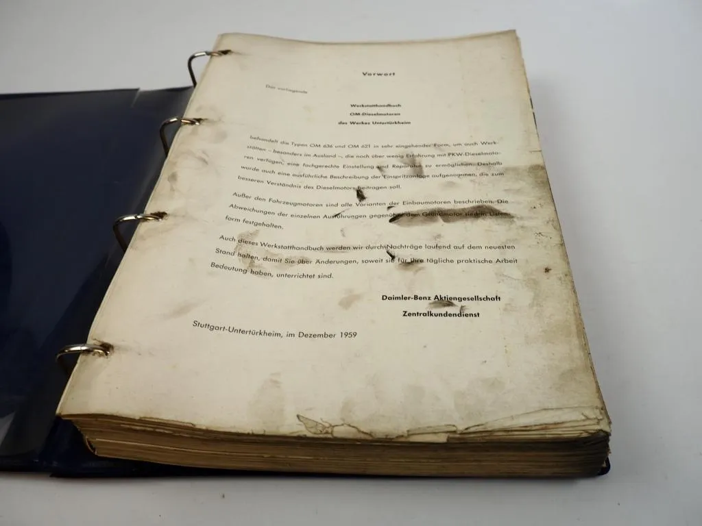 Mercedes Benz OM 636 621 Werkstatthandbuch 170 180 190 L319D O319D Unimog