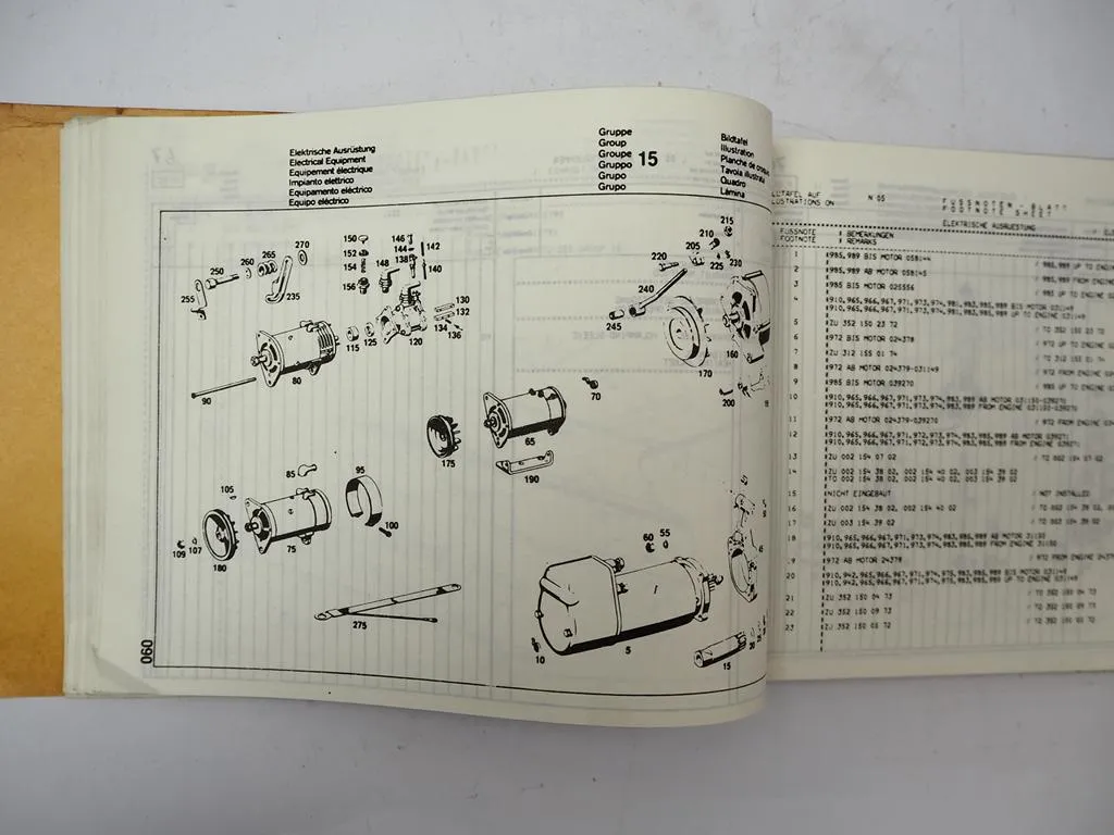 Mercedes Benz OM352.900 Motor Ersatzteilliste für Claas Dominator Mercator 1975