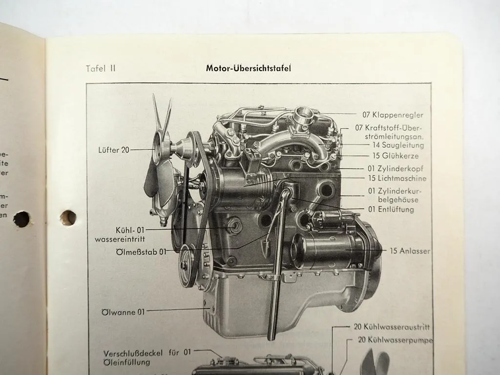 Mercedes Benz OM636.VI.E Einbau Motor Ersatzteilliste Ersatzteilkatakog 1957