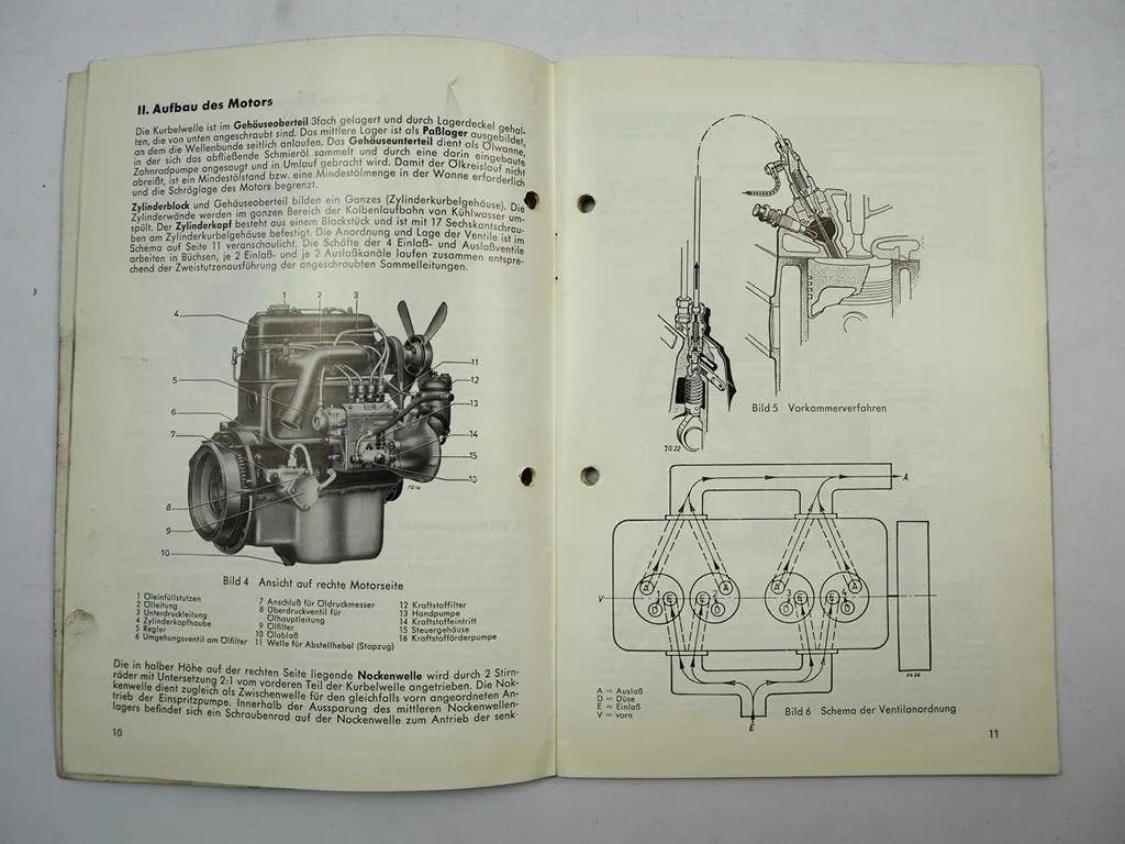 Mercedes Benz OM636.VI.E Motor Betriebsanleitung Ersatzteilliste 1962/57