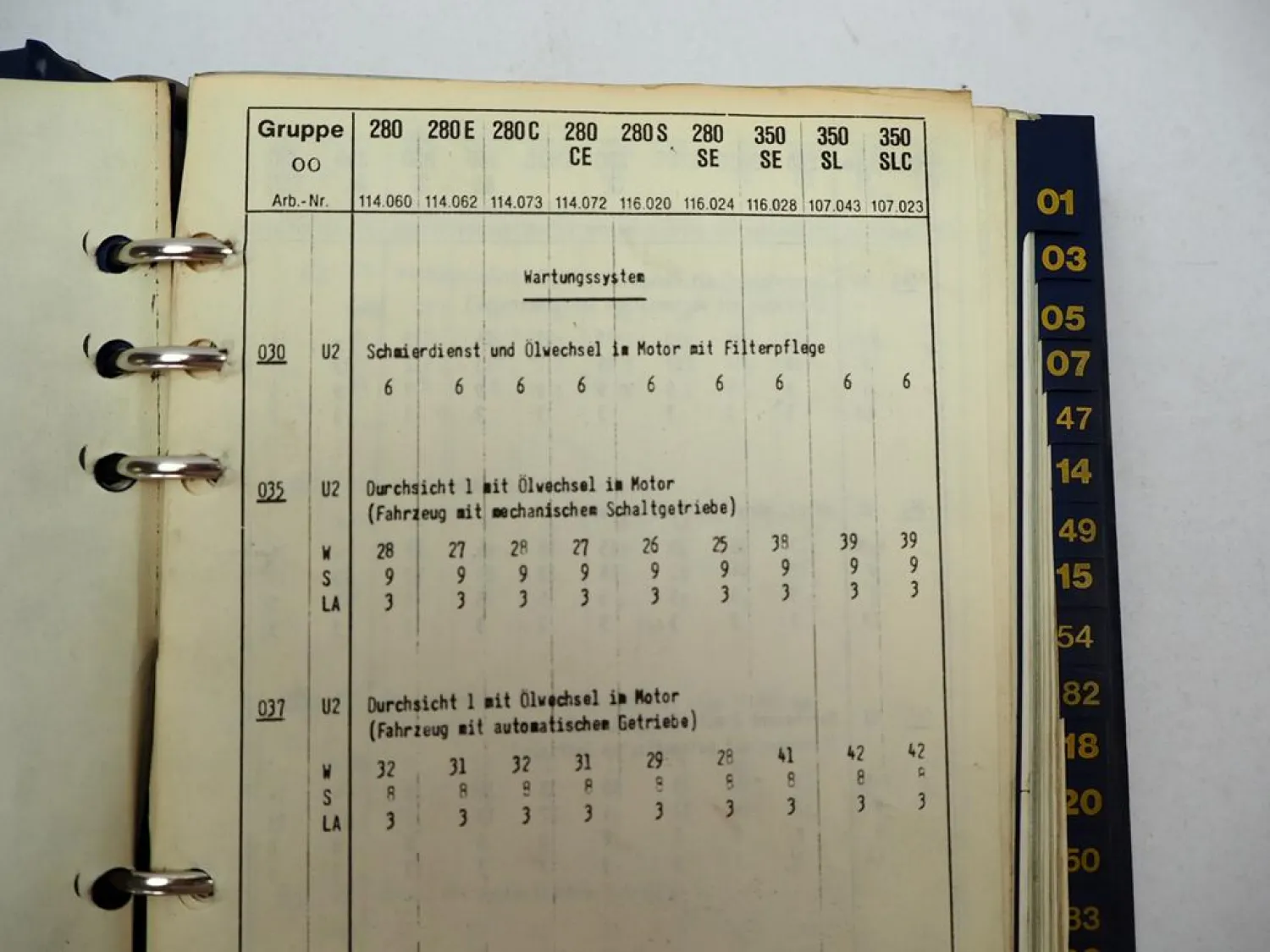 Mercedes Benz PKW 107 114 116 280 350 Arbeitswertbuch Reparaturzeiten 1972/74