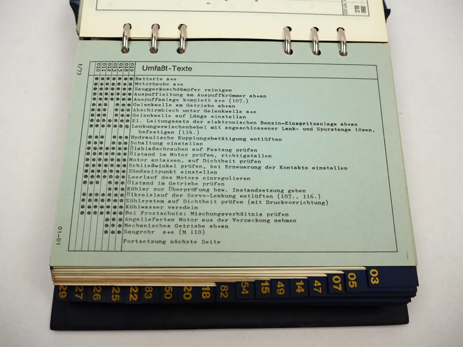 Mercedes Benz PKW 107 114 116 280 350 Arbeitswertbuch Reparaturzeiten 1972/74